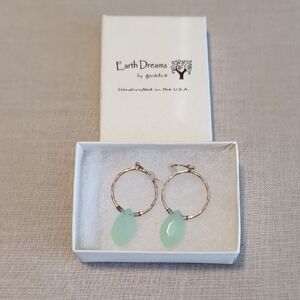 Silver and Green Earrings